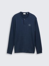 T-shirt Henley à manches longues en coton - real teal grindle structure - Vue de face du produit