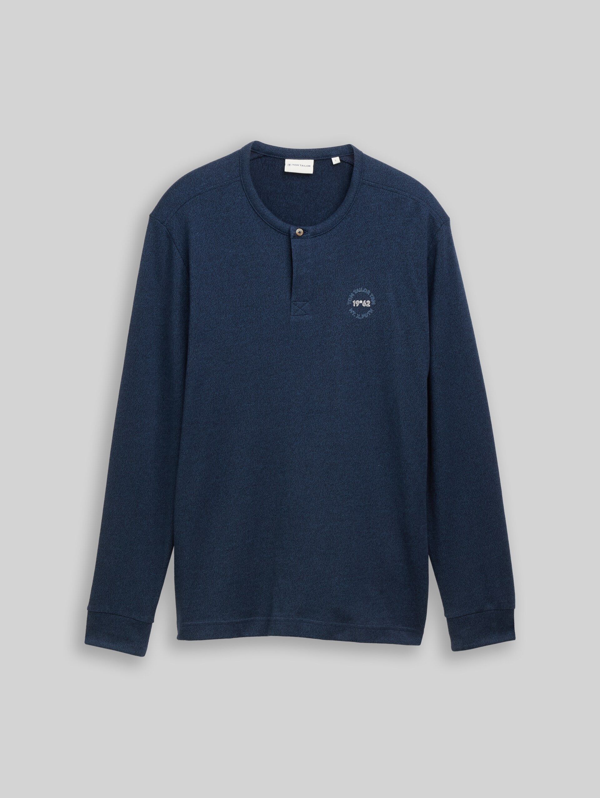 Henley Langarmshirt aus Baumwolle - real teal grindle structure - Vorder-Produkt-Ansicht