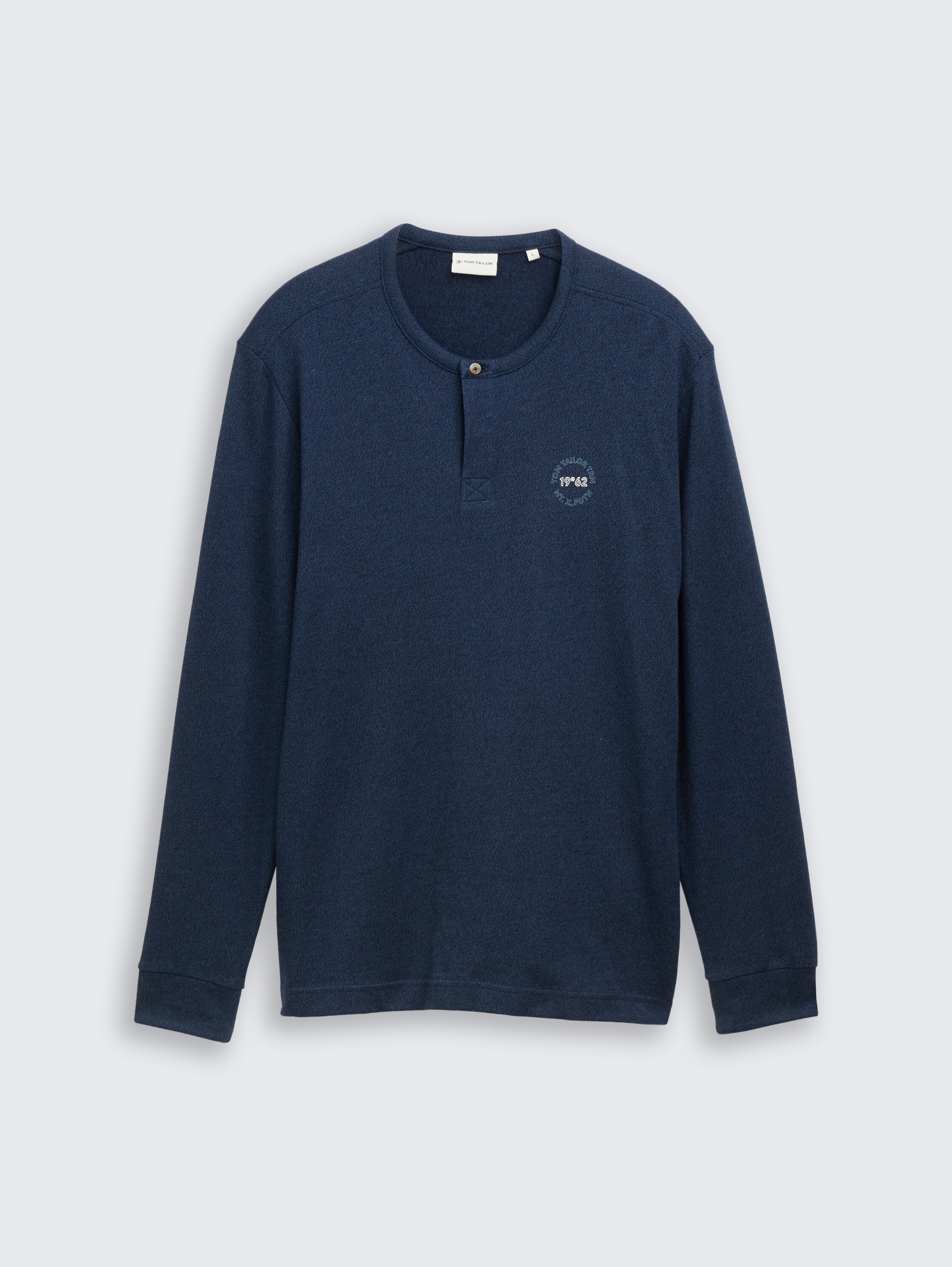 Henley cotton long-sleeved shirt - real_teal_grindle_structure - 