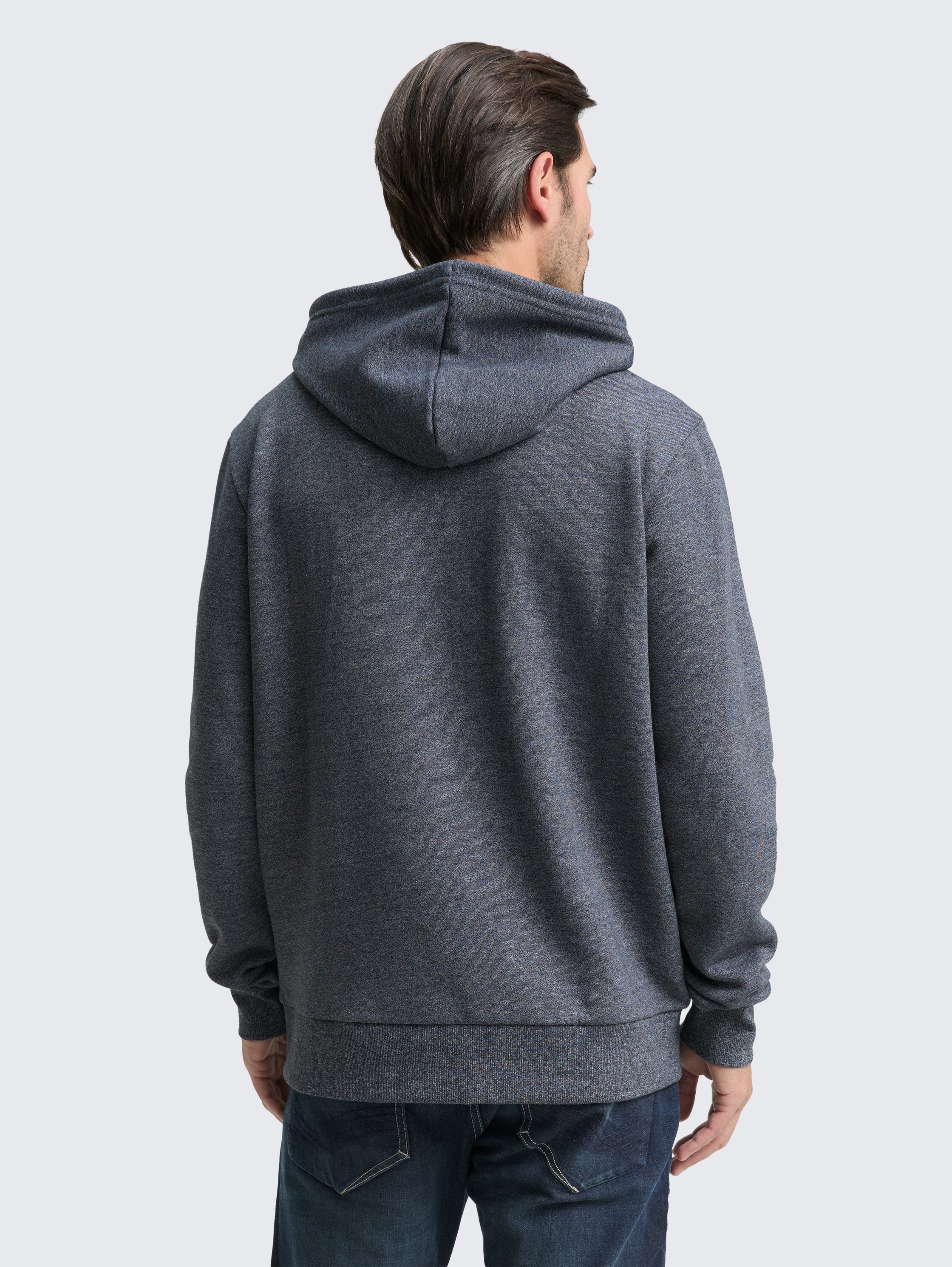 Hoodie sweatshirt met logo-badge - navy_grindle_structure - 