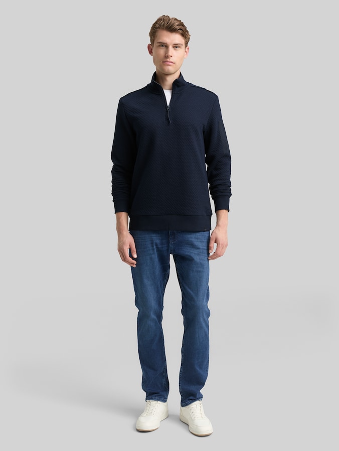Sweat-shirt Troyer avec poche sur la manche par Men, sky captain blue