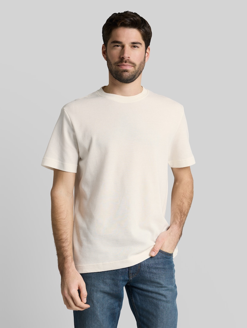 T-Shirt mit Waffelstruktur von Men, Gardenia White
