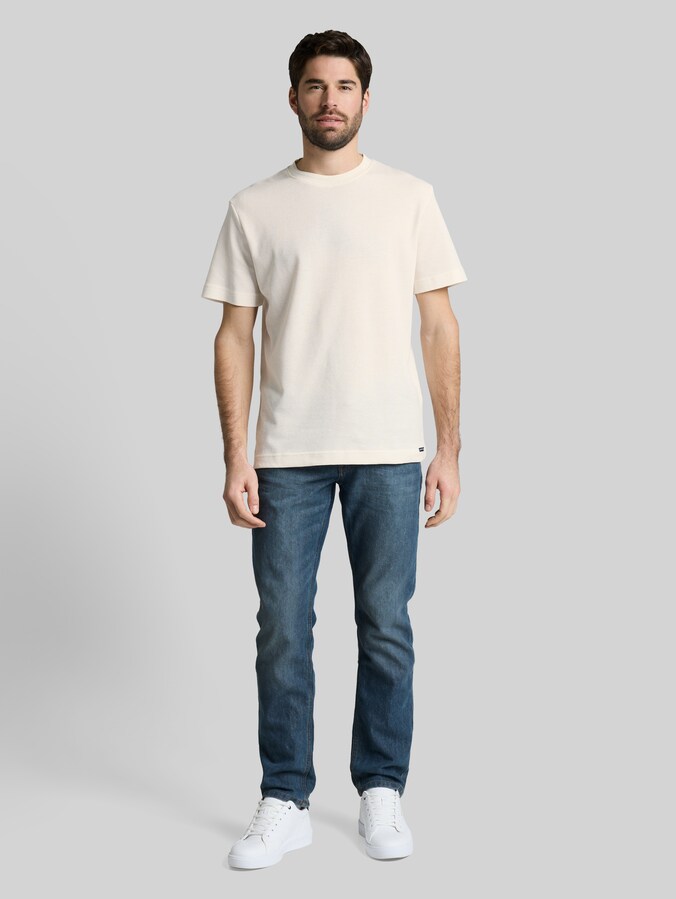 T-Shirt mit Waffelstruktur von Men, Gardenia White