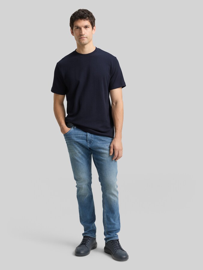 T-Shirt mit Waffelstruktur von Men, sky captain blue