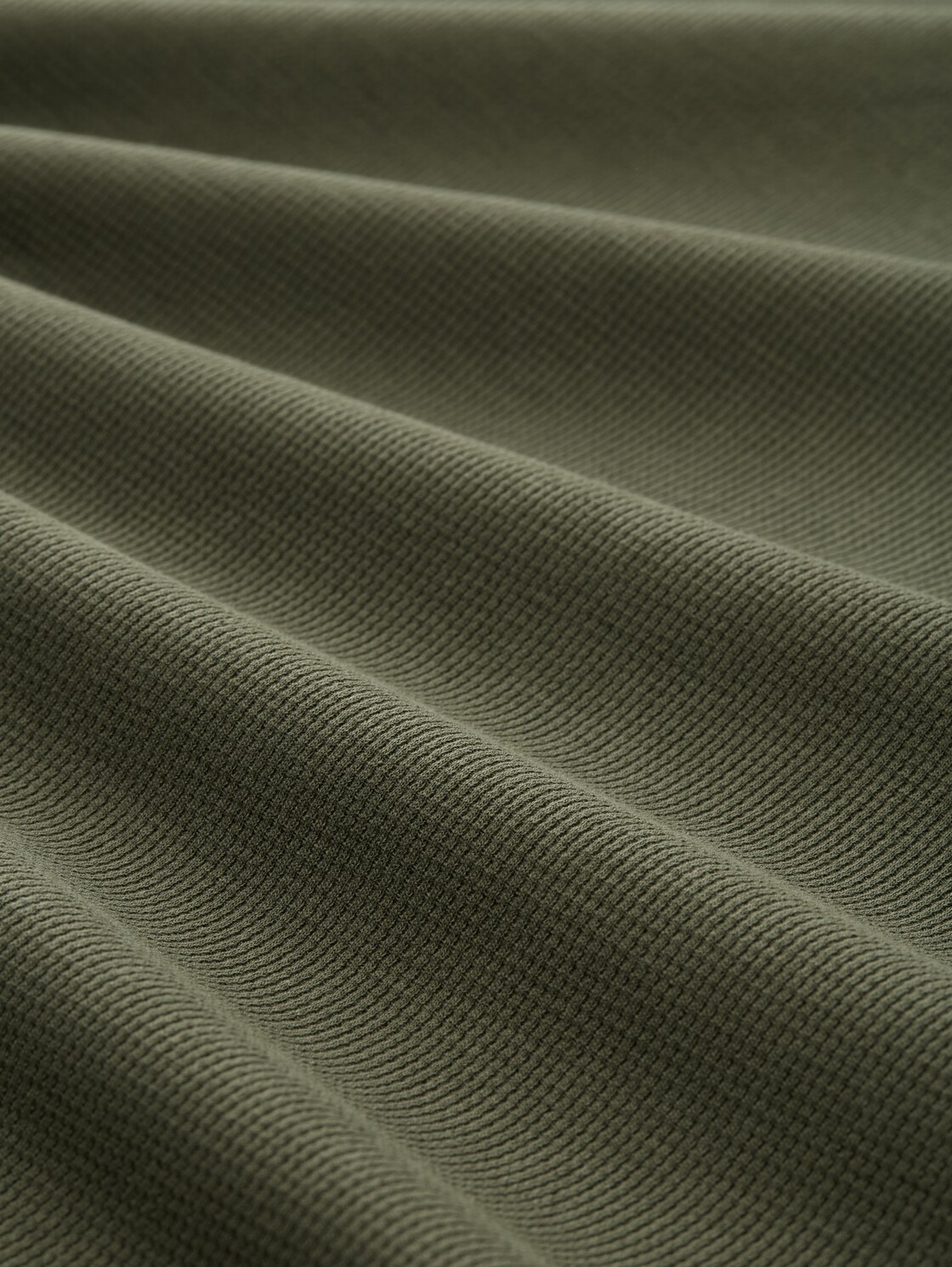 T-Shirt mit Waffelstruktur - Deep Forest Green - Material-Ansicht