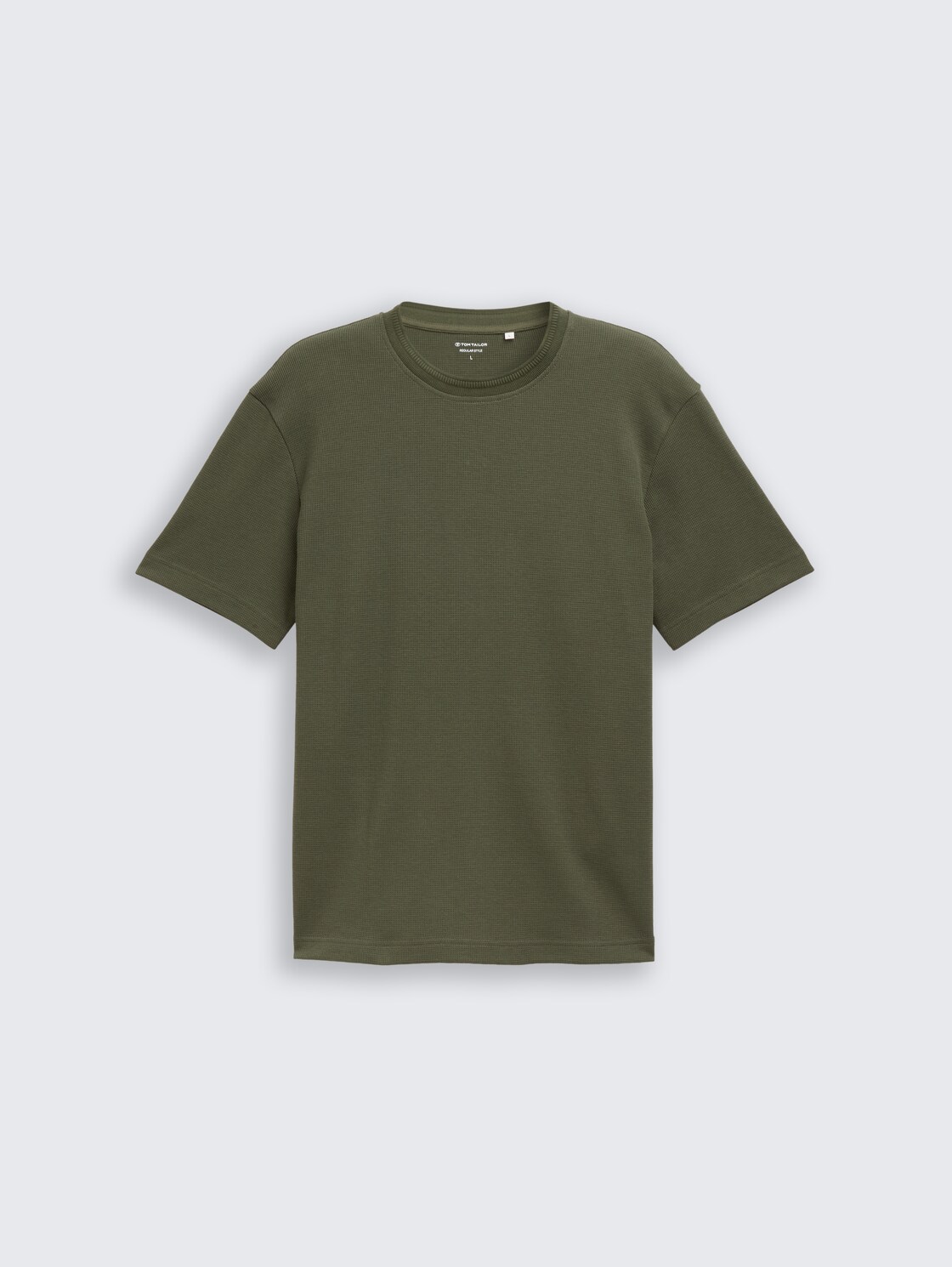 T-Shirt mit Waffelstruktur - Deep Forest Green - Vorder-Produkt-Ansicht