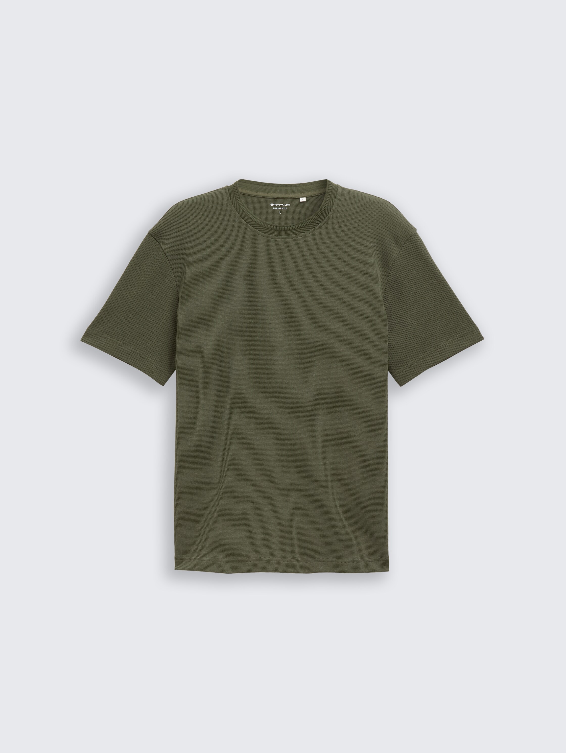 T-shirt with waffle texture - Deep Forest Green - Front product view