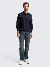 Langarm Poloshirt mit Waffelstruktur - sky captain blue