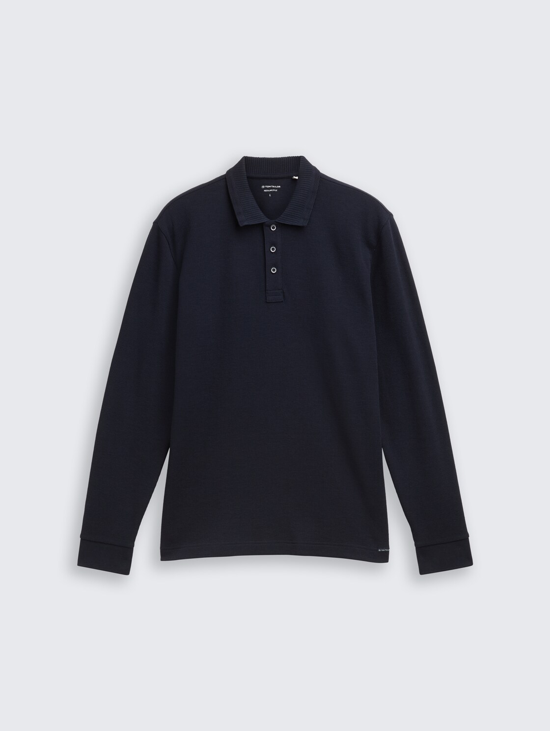 Langarm Poloshirt mit Waffelstruktur - sky captain blue
