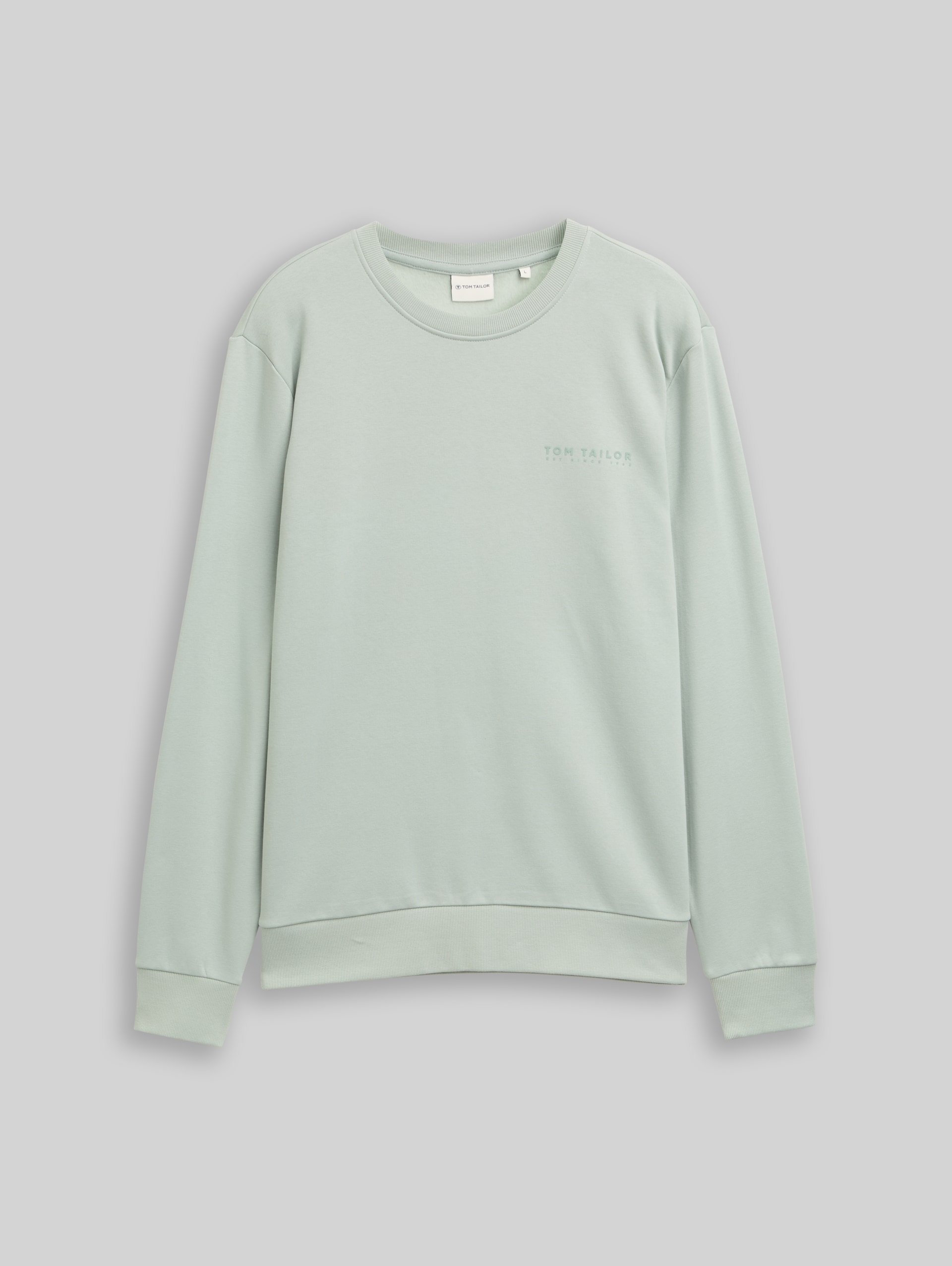Sweatshirt with round neck - soft greyish green - Front product view
