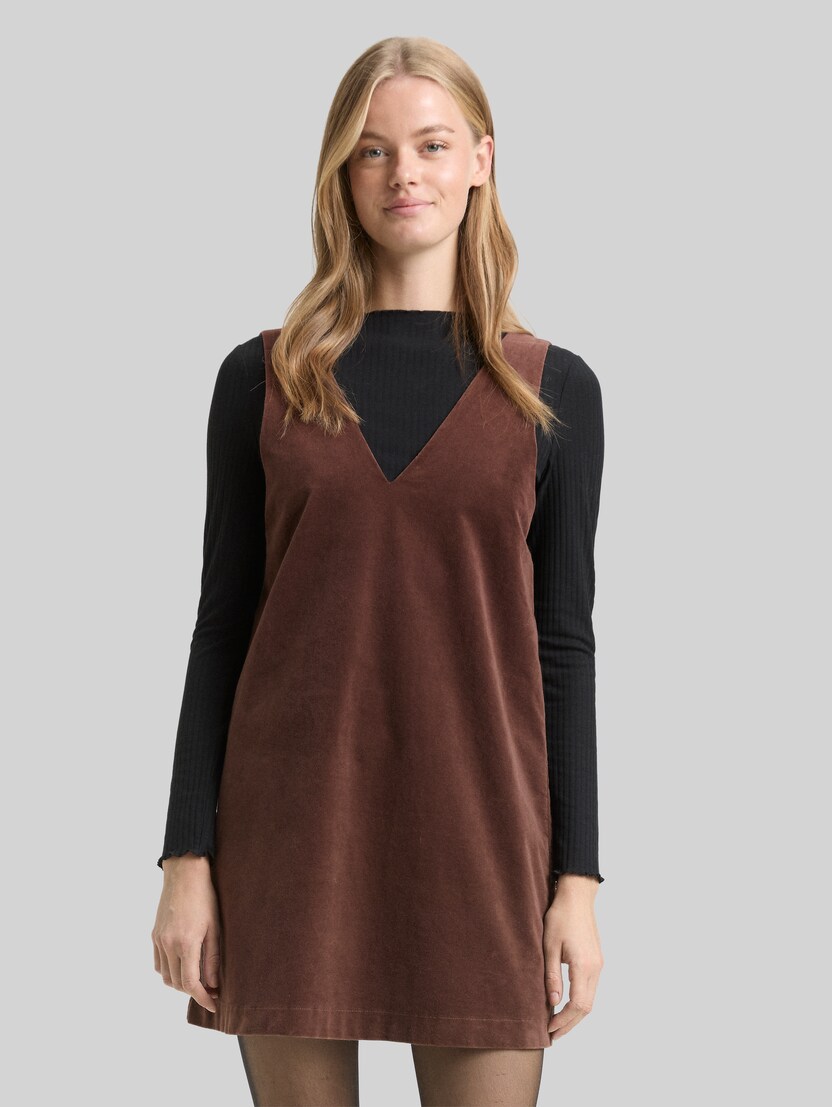 Mini-jurk van fluweel door Denim Female, soft chocolate brown