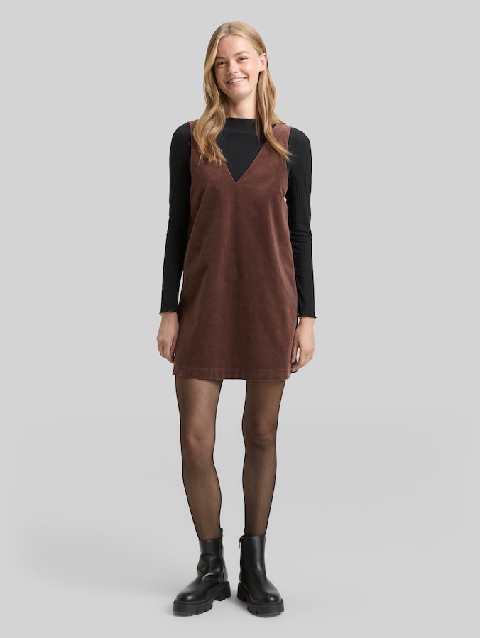 Mini-robe en velours par Denim Female, soft chocolate brown