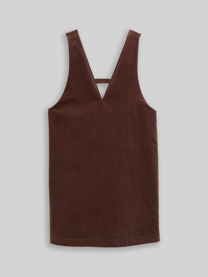 Mini dress made of velvet by Denim Female, soft chocolate brown