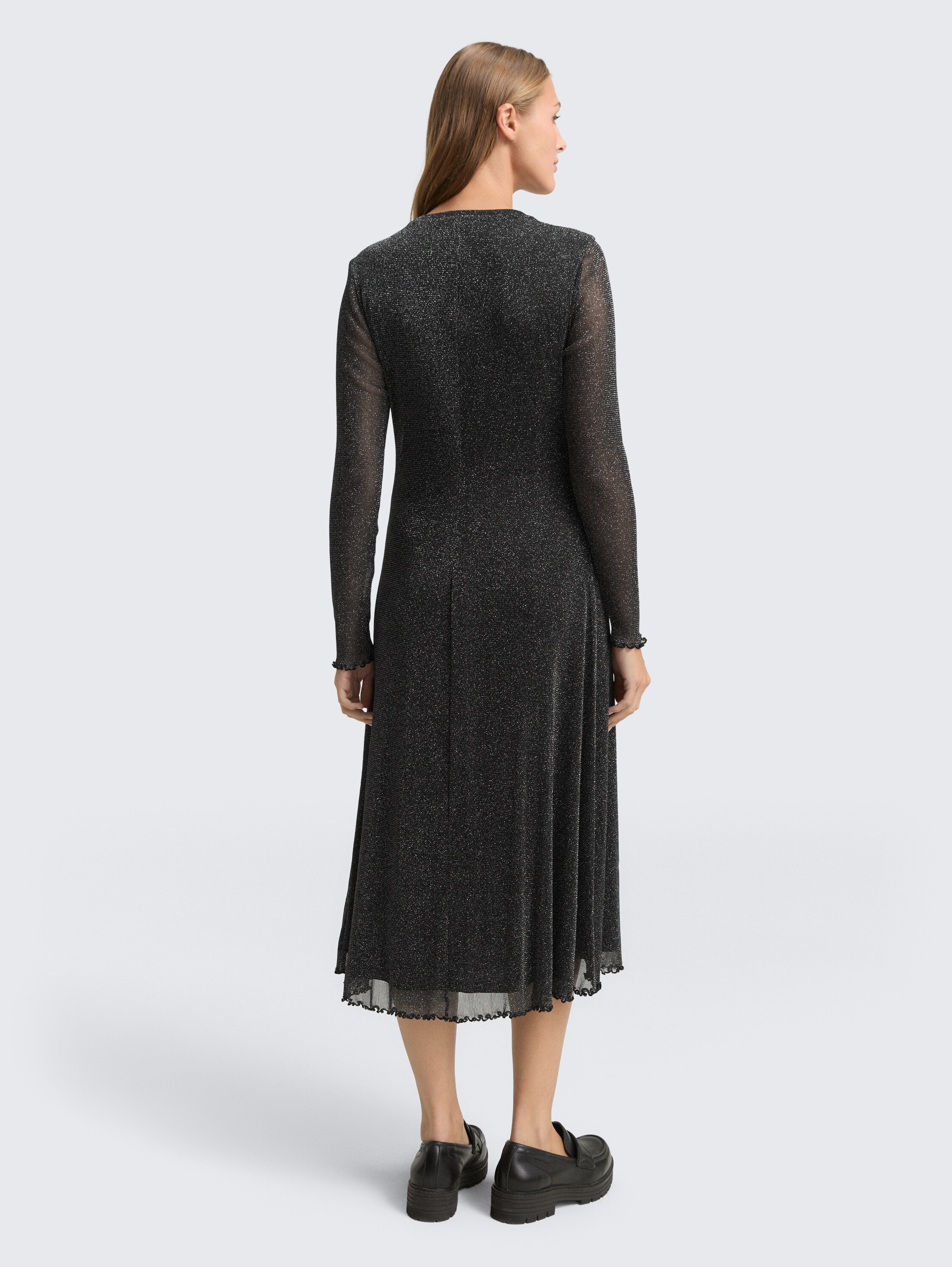 Midi mesh dress with glitter effect - black_with_silver - 