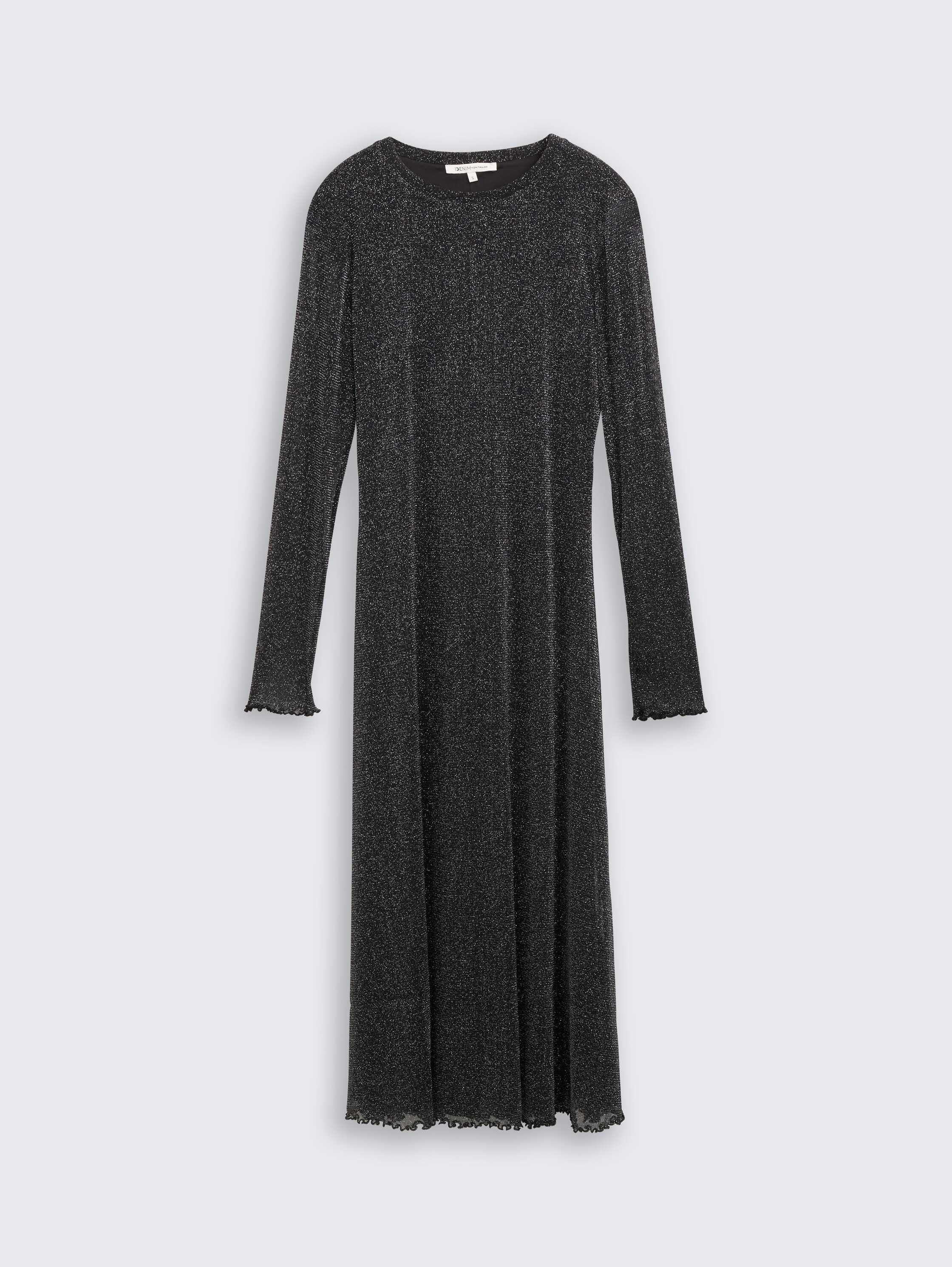 Midi mesh dress with glitter effect - black_with_silver - 