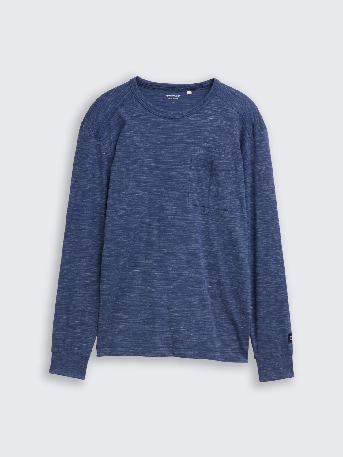 Langarmshirt mit Brusttasche - ocean blue injected - Vorder-Produkt-Ansicht