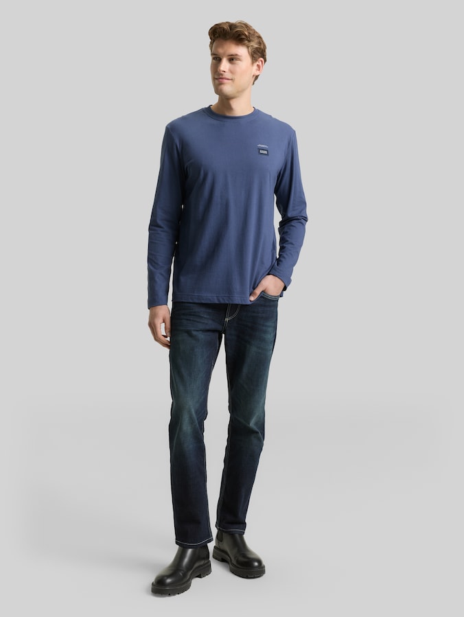 Katoenen shirt met lange mouwen door Men, ocean blue