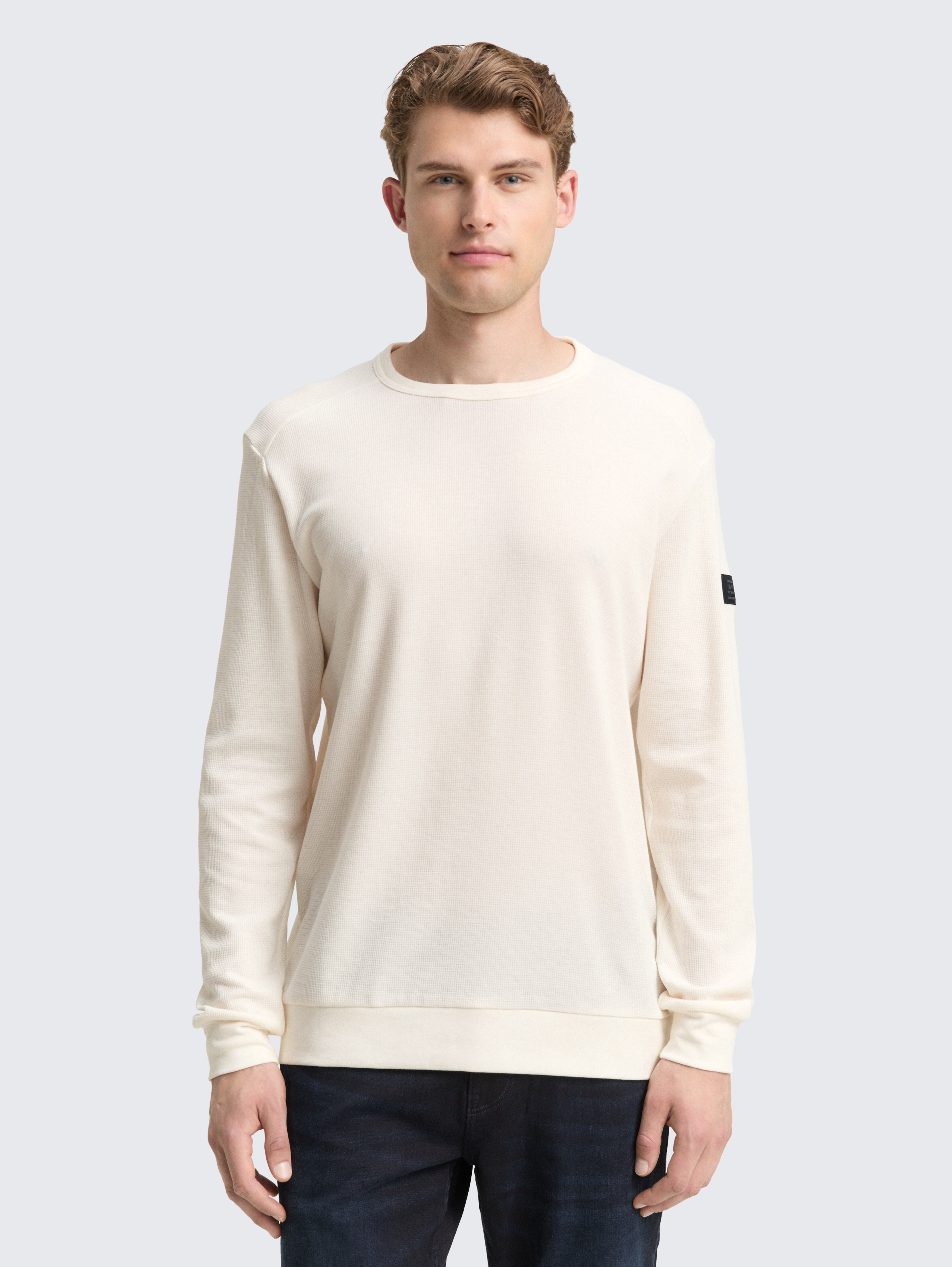 Langarmshirt mit Waffelstruktur von Men, Gardenia White