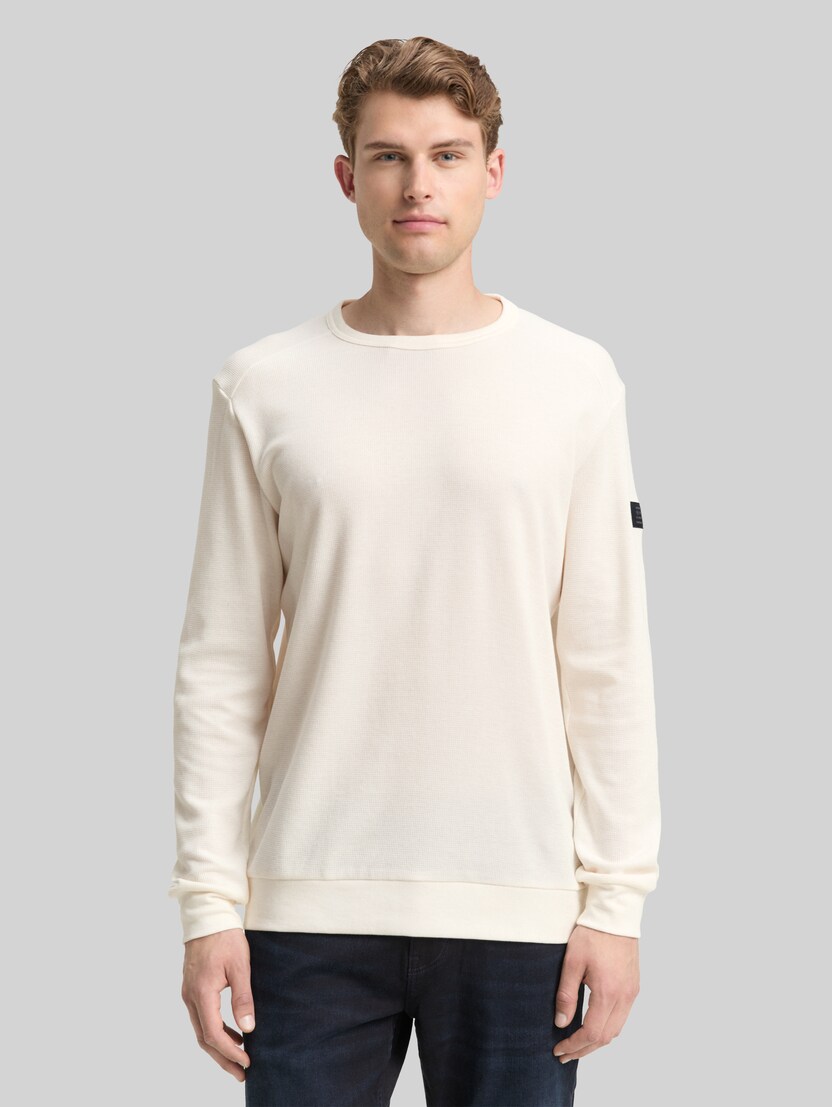Langarmshirt mit Waffelstruktur von Men, Gardenia White