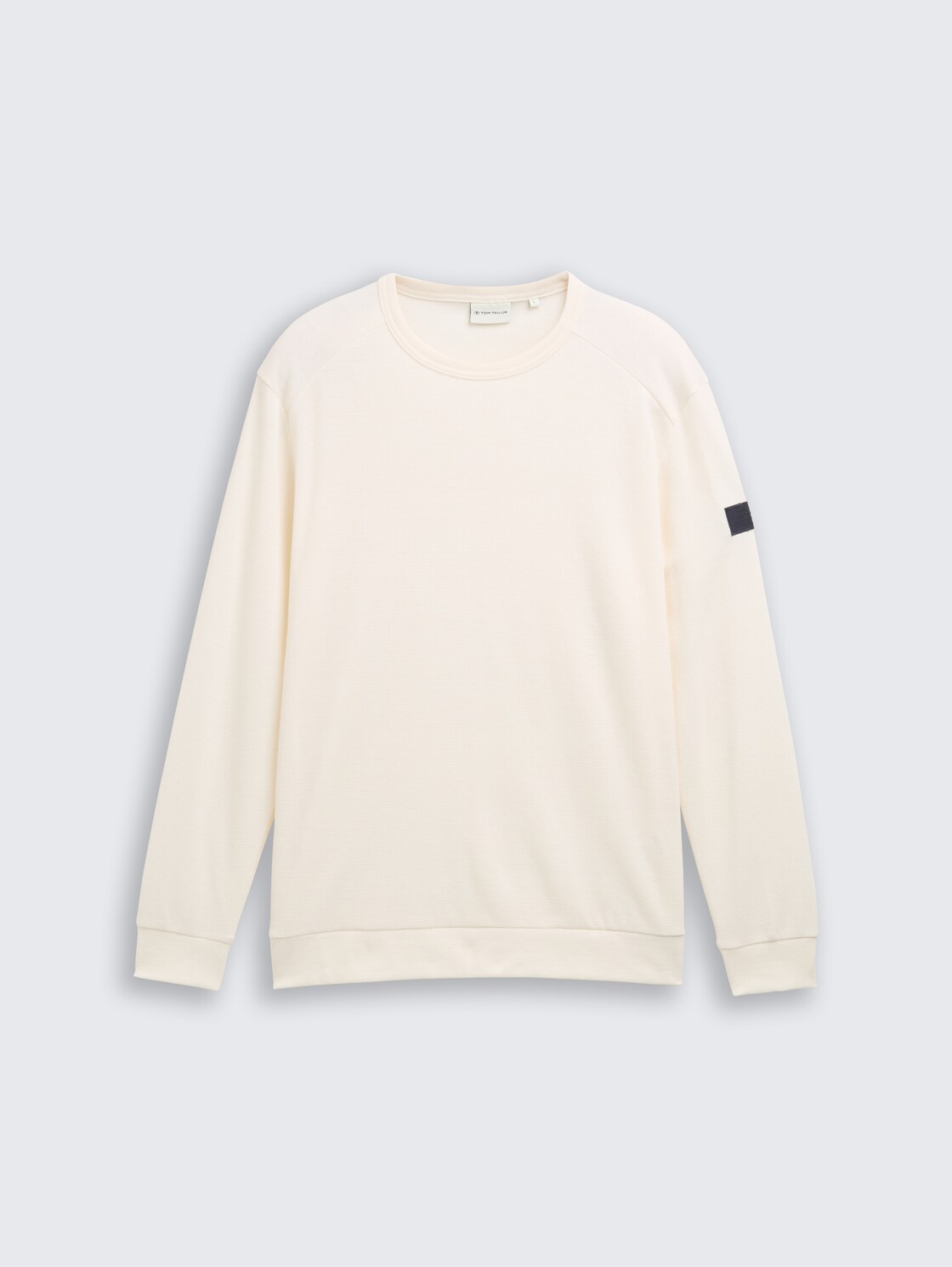 Langarmshirt mit Waffelstruktur - Gardenia White - Vorder-Produkt-Ansicht