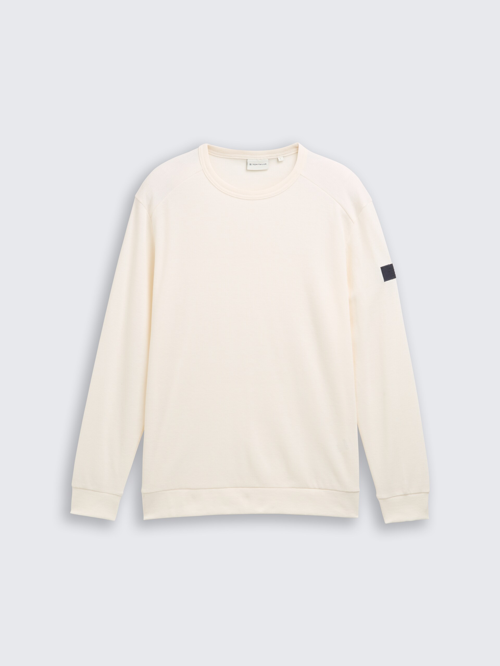 Langarmshirt mit Waffelstruktur - Gardenia White - Vorder-Produkt-Ansicht