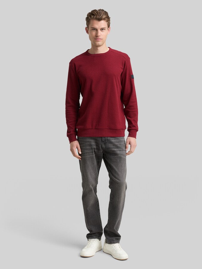Langarmshirt mit Waffelstruktur von Men, Cabarnet Bordeaux Red