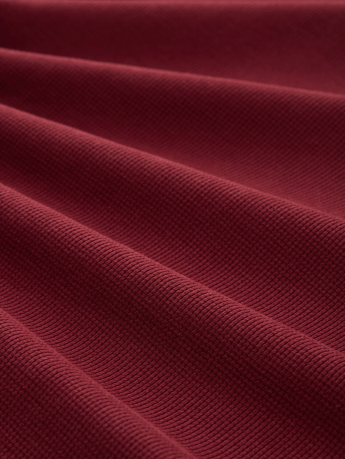 Langarmshirt mit Waffelstruktur - Cabarnet Bordeaux Red - Material-Ansicht