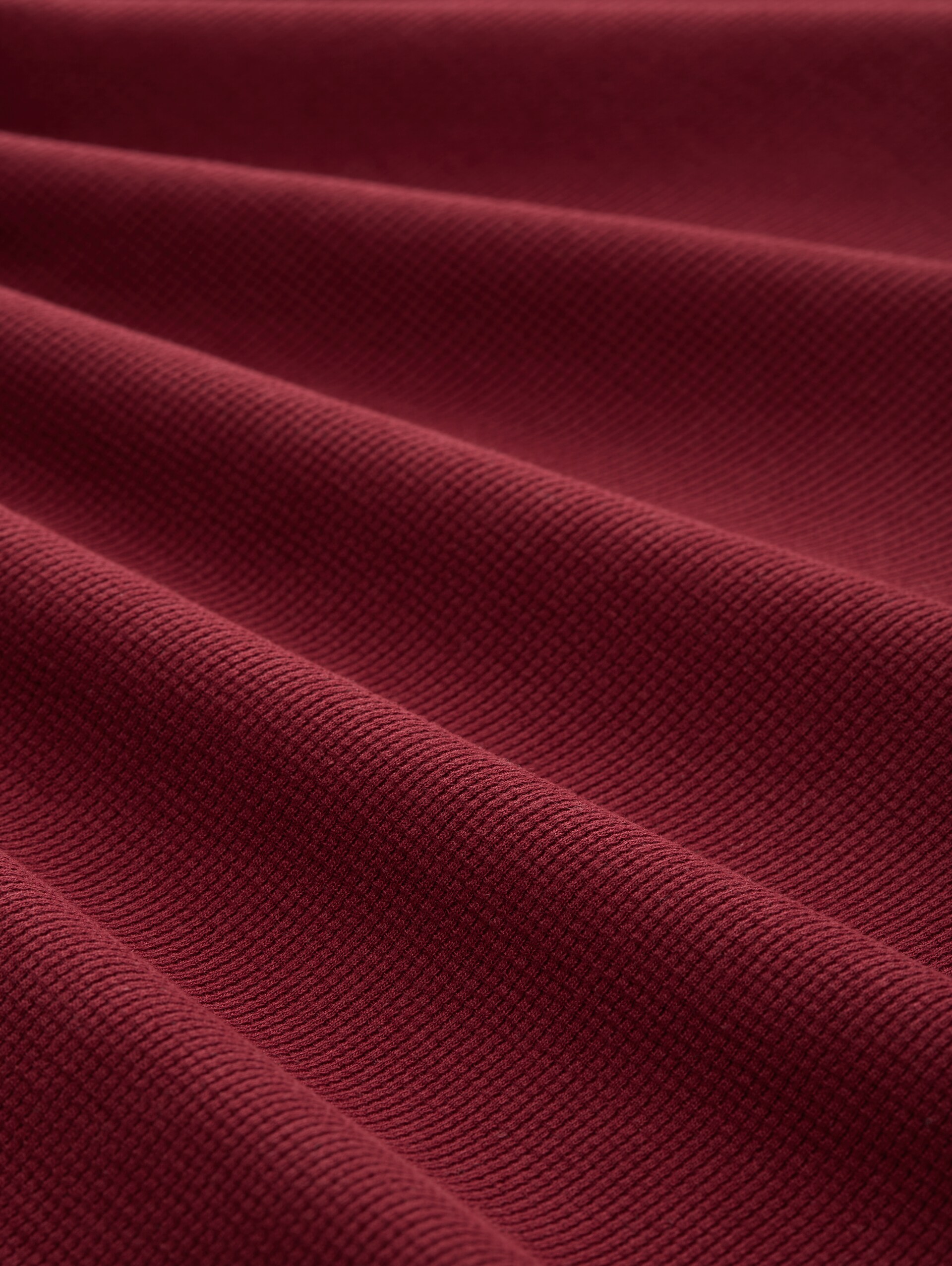 Langarmshirt mit Waffelstruktur - Cabarnet Bordeaux Red - Material-Ansicht