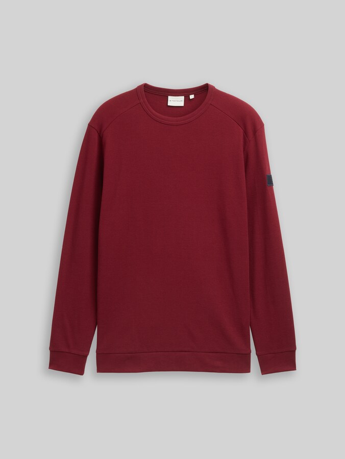 Langarmshirt mit Waffelstruktur von Men, Cabarnet Bordeaux Red