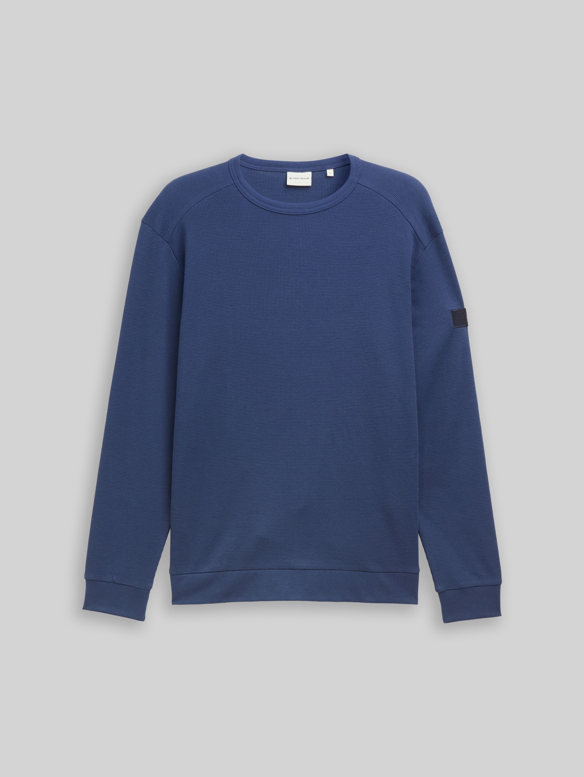 Langarmshirt mit Waffelstruktur - ocean blue - Vorder-Produkt-Ansicht