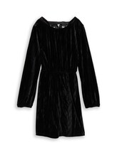 Geselecteerd, Mini-fluwelen jurk met strikdetail door Tom Tailor, zwart