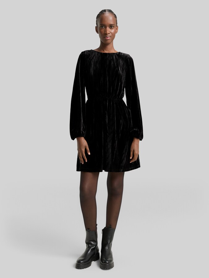 Mini-Samtkleid mit Schleifen-Detail von Denim Female, deep black