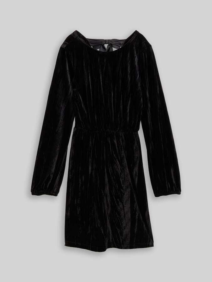 Mini-Samtkleid mit Schleifen-Detail von Denim Female, deep black