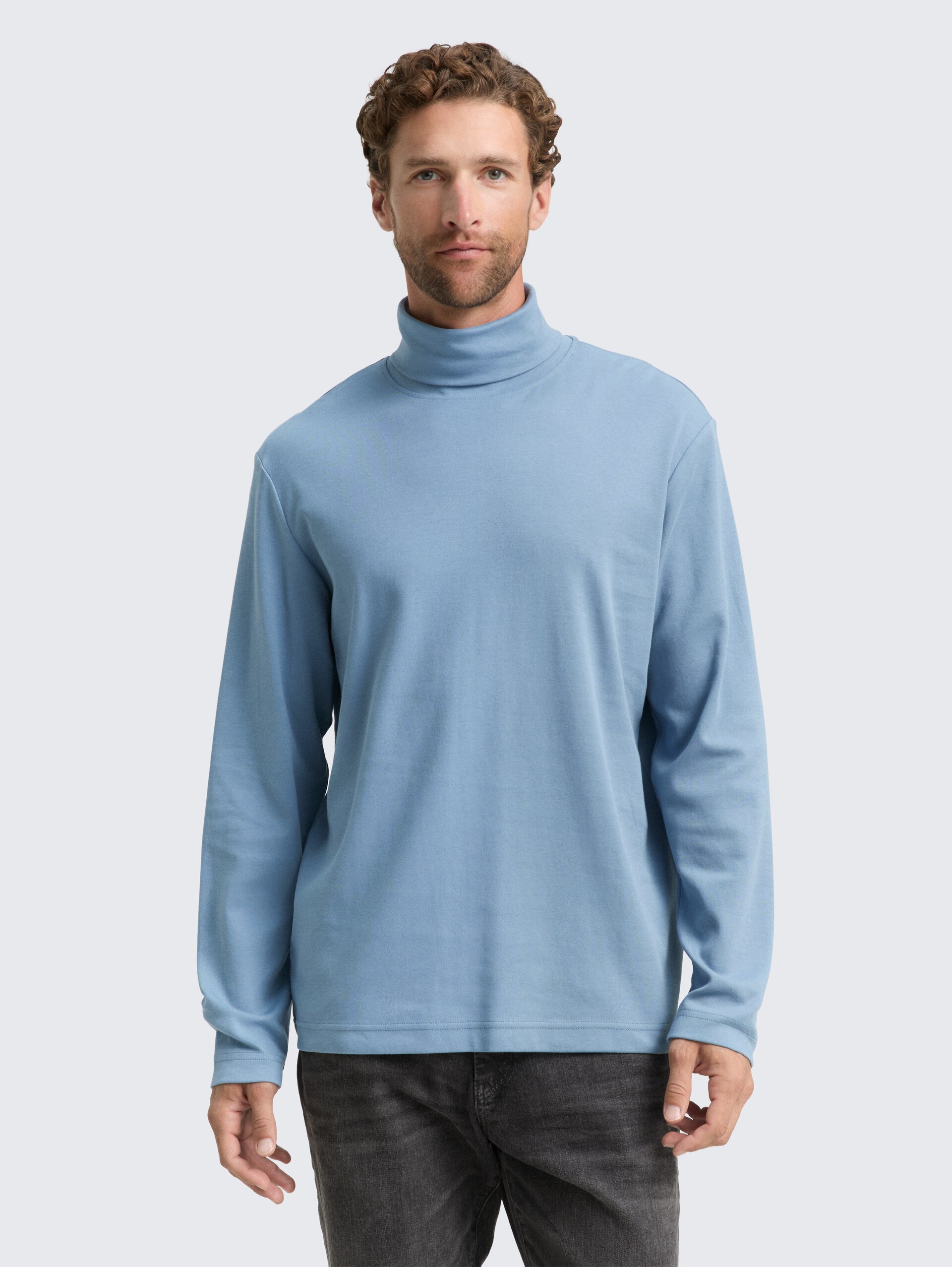 Basic Rollkragenshirt - faded denim blue - Ausschnitt Model-Vorderansicht