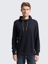 Snood Langarmshirt mit Waffelstruktur - sky captain blue - Ausschnitt Model-Vorderansicht