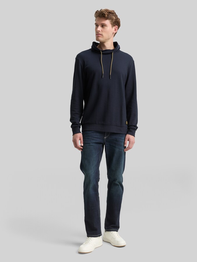 Snood Langarmshirt mit Waffelstruktur von Men, sky captain blue
