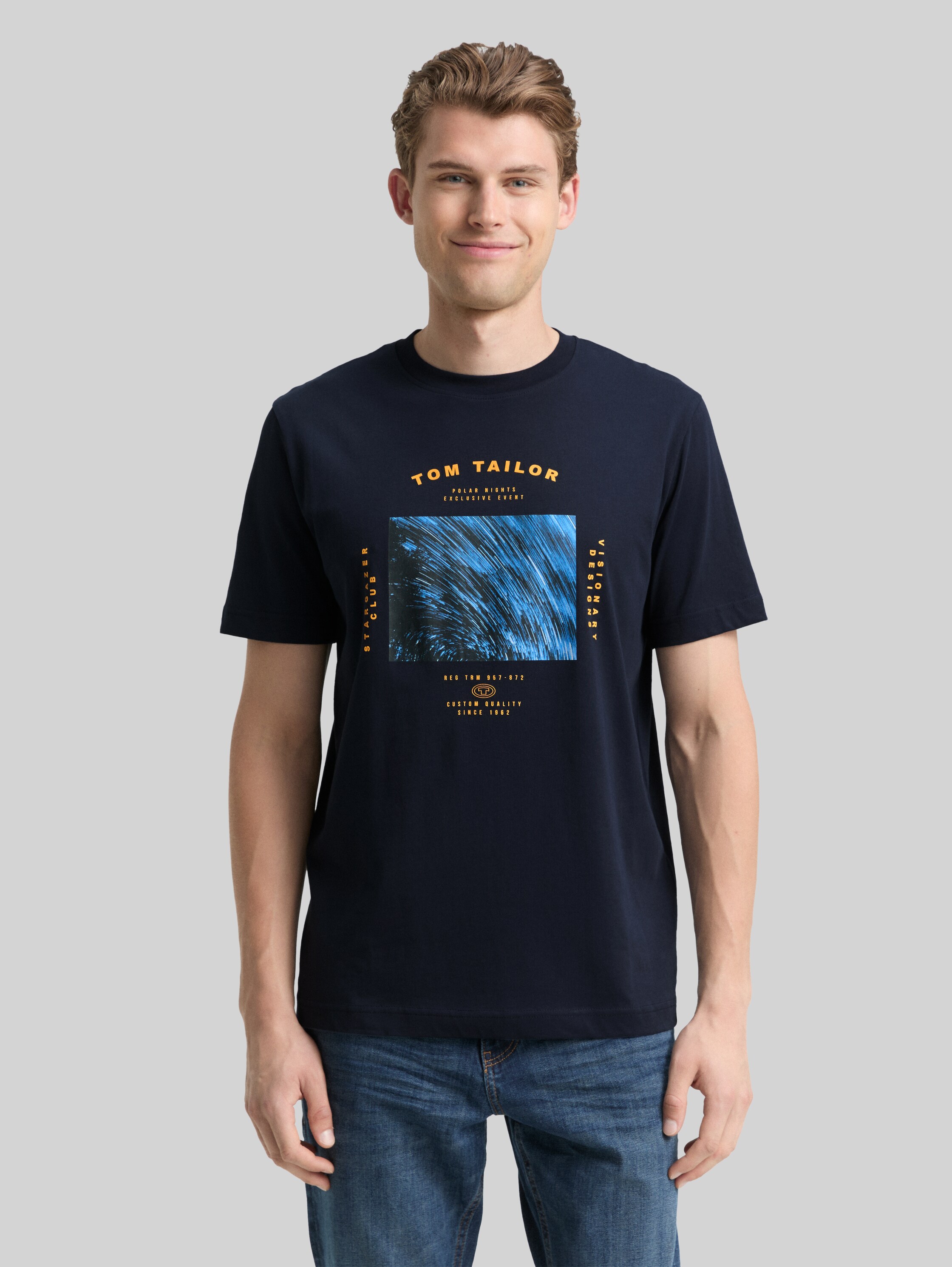 TOM TAILOR Denim T-Shirt Uomo Con Stampa | Cotone Biologico | Vestibilità Regolare
