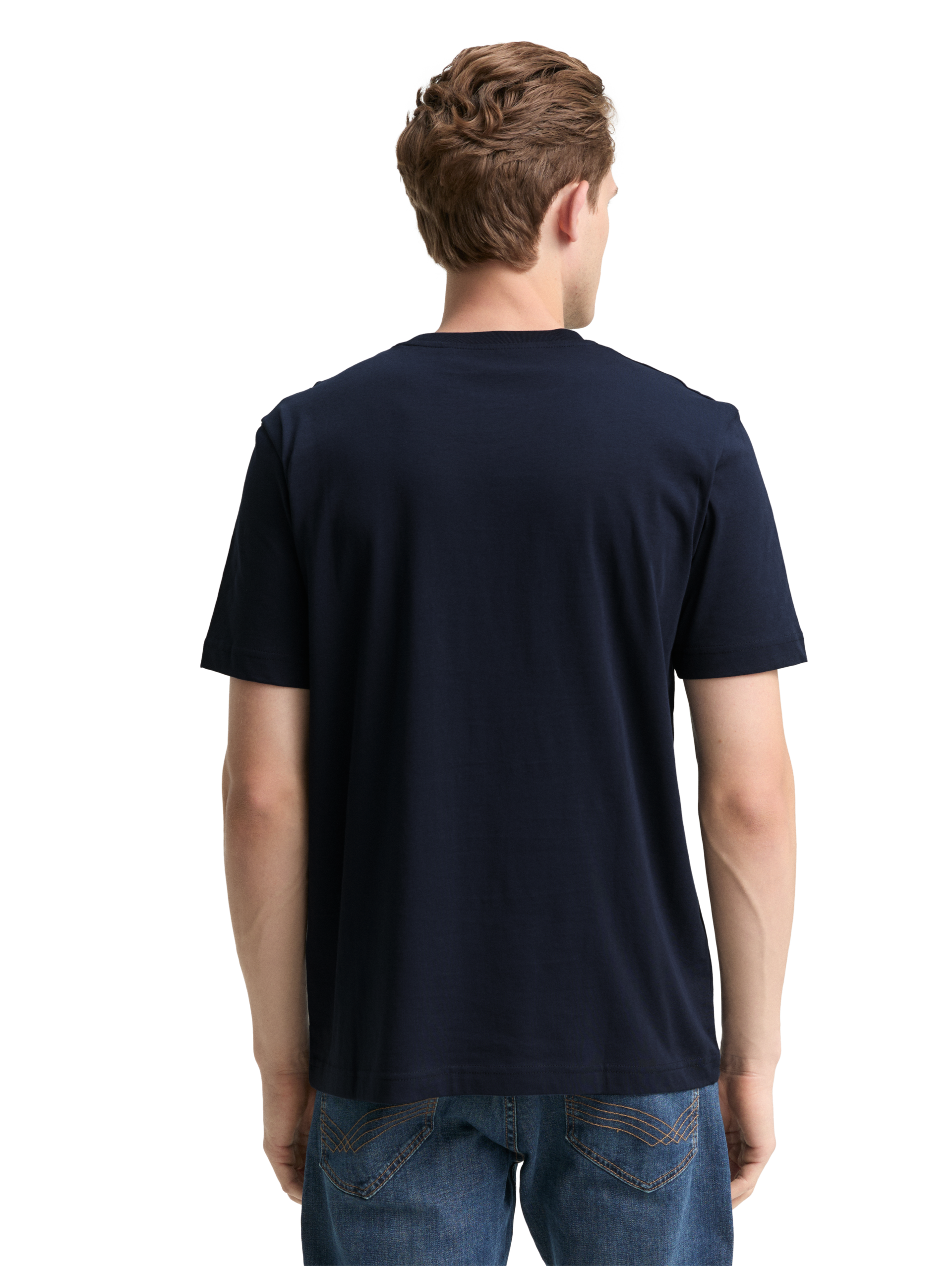 T-Shirt mit Foto-Print - sky captain blue - Auschnitt Model-Rückansicht
