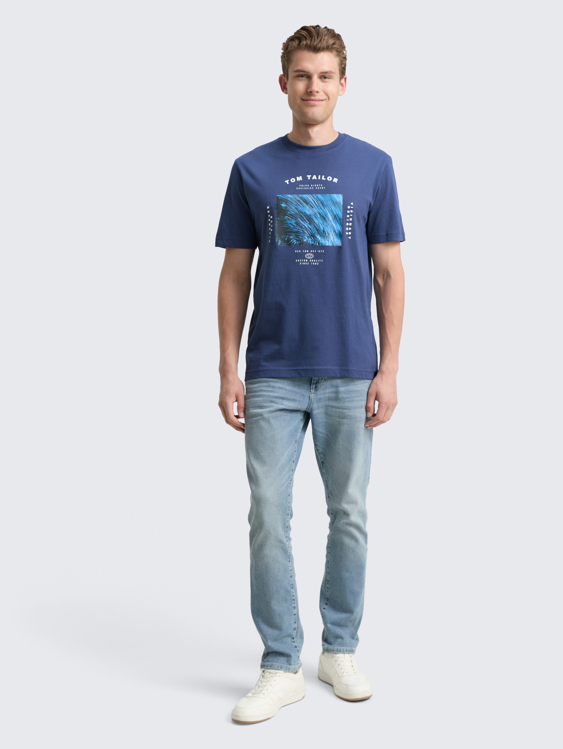 T-Shirt mit Foto-Print - ocean blue - Model-Vorderansicht
