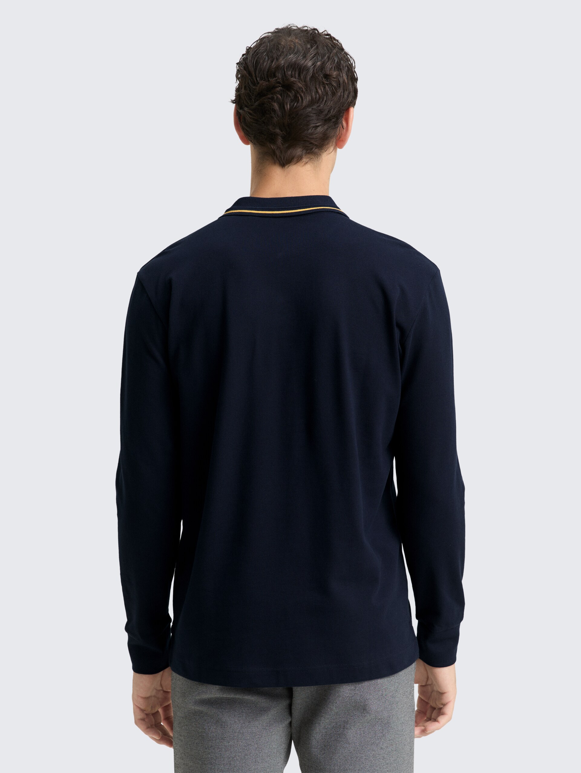 Piqué poloshirt met lange mouwen en logoprint - sky captain blue