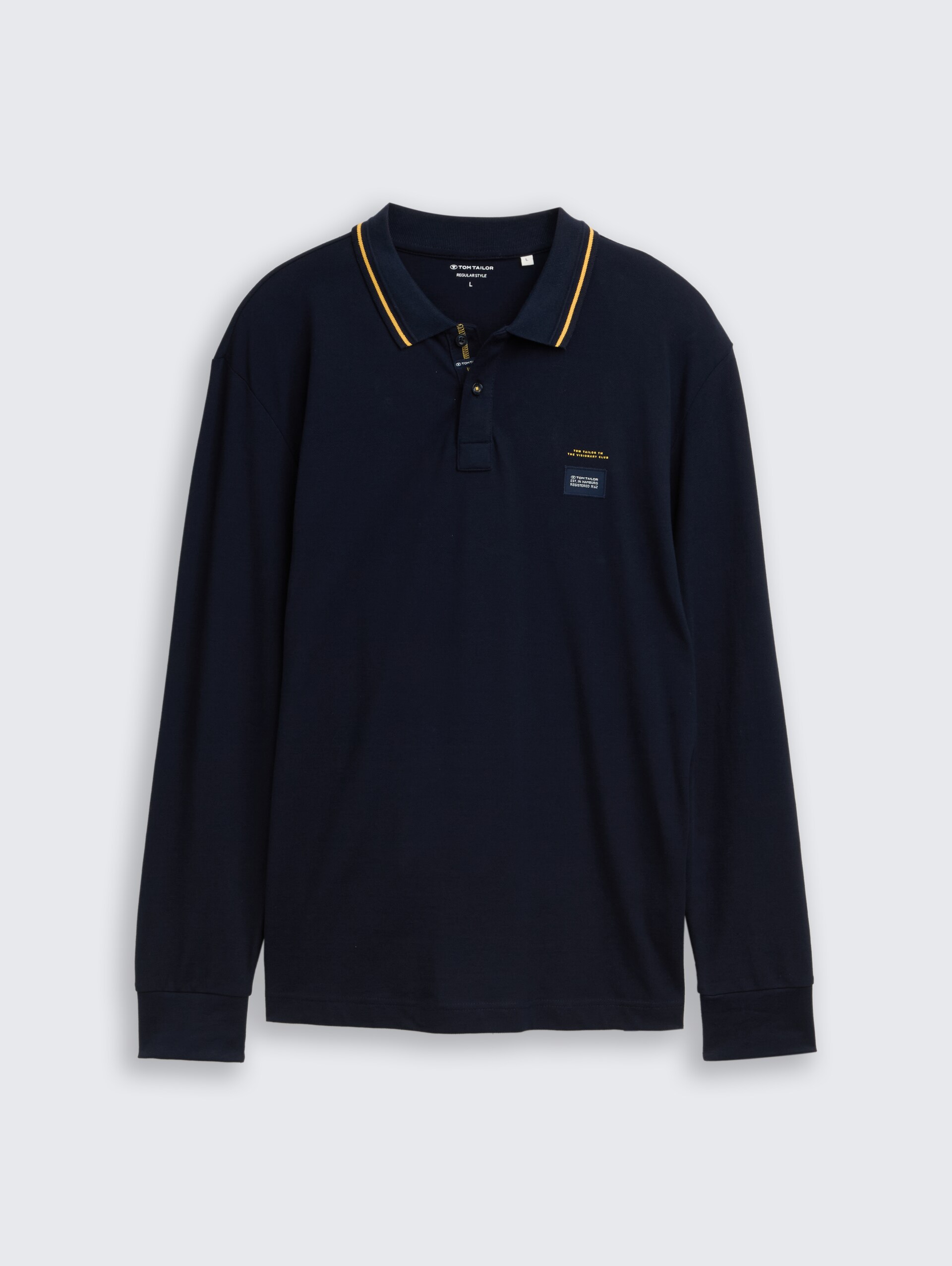 Piqué poloshirt met lange mouwen en logoprint - sky captain blue