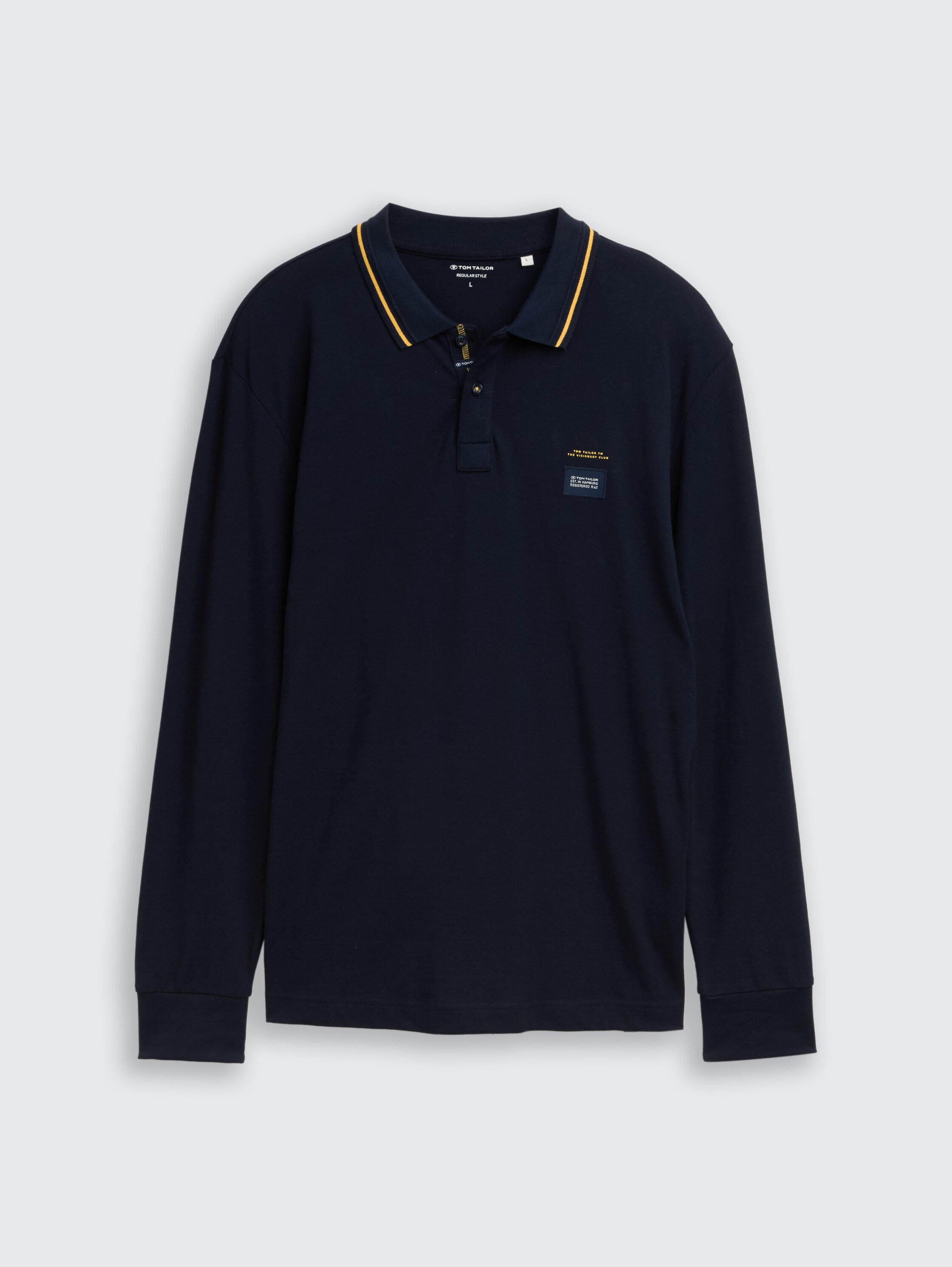 Piqué poloshirt met lange mouwen en logoprint - sky_captain_blue_1 - 