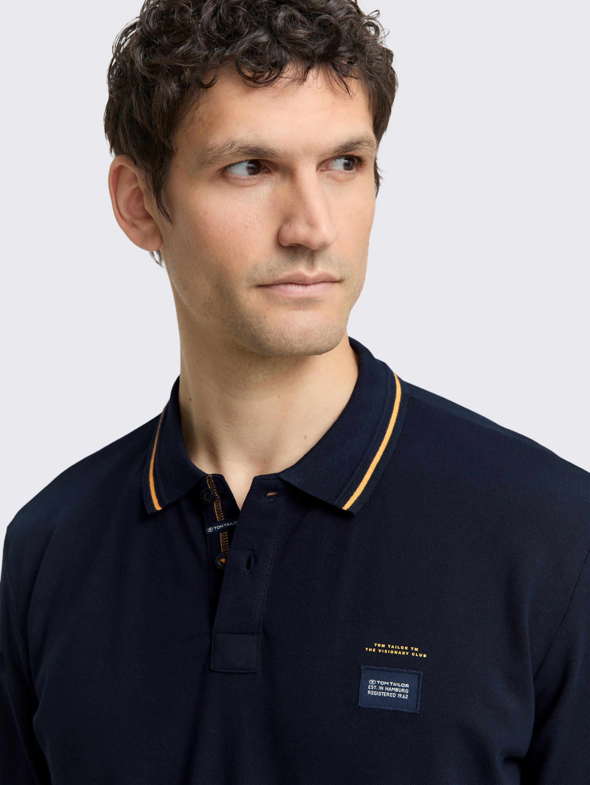Piqué poloshirt met lange mouwen en logoprint - sky captain blue