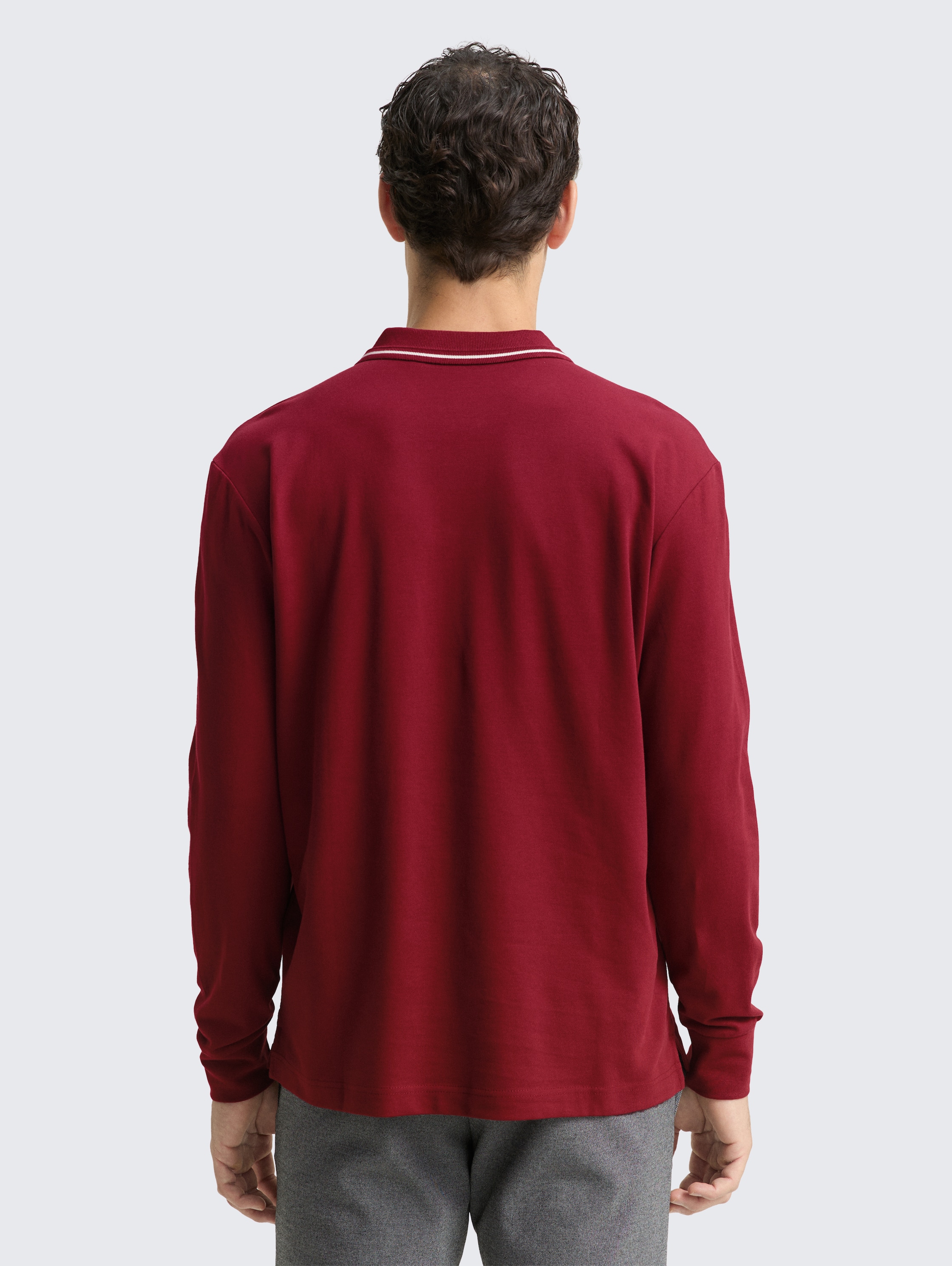 Langarm Piqué Poloshirt mit Logo-Print - cabarnet_bordeaux_red - 