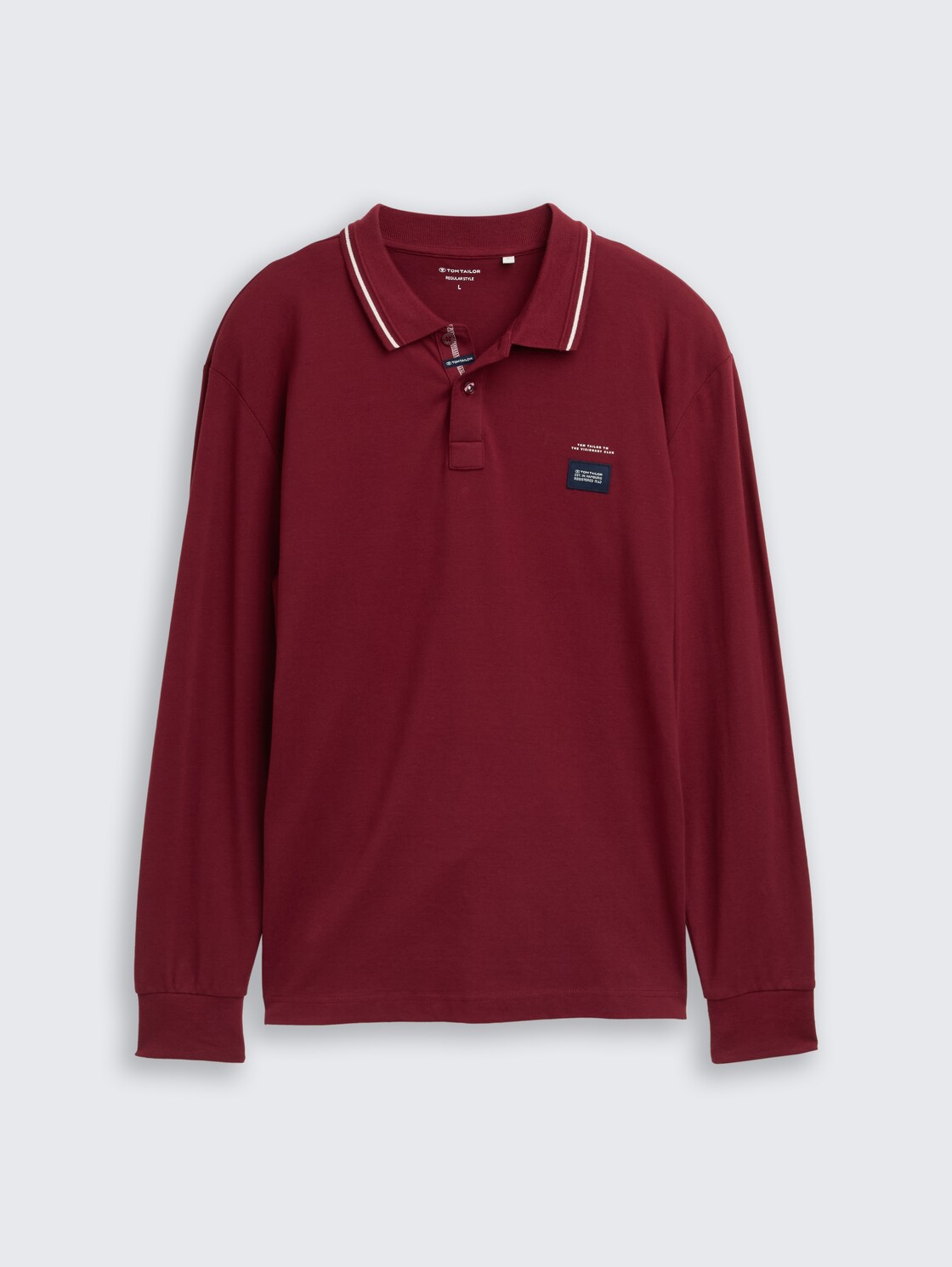 Langarm Piqué Poloshirt mit Logo-Print - Cabarnet Bordeaux Red