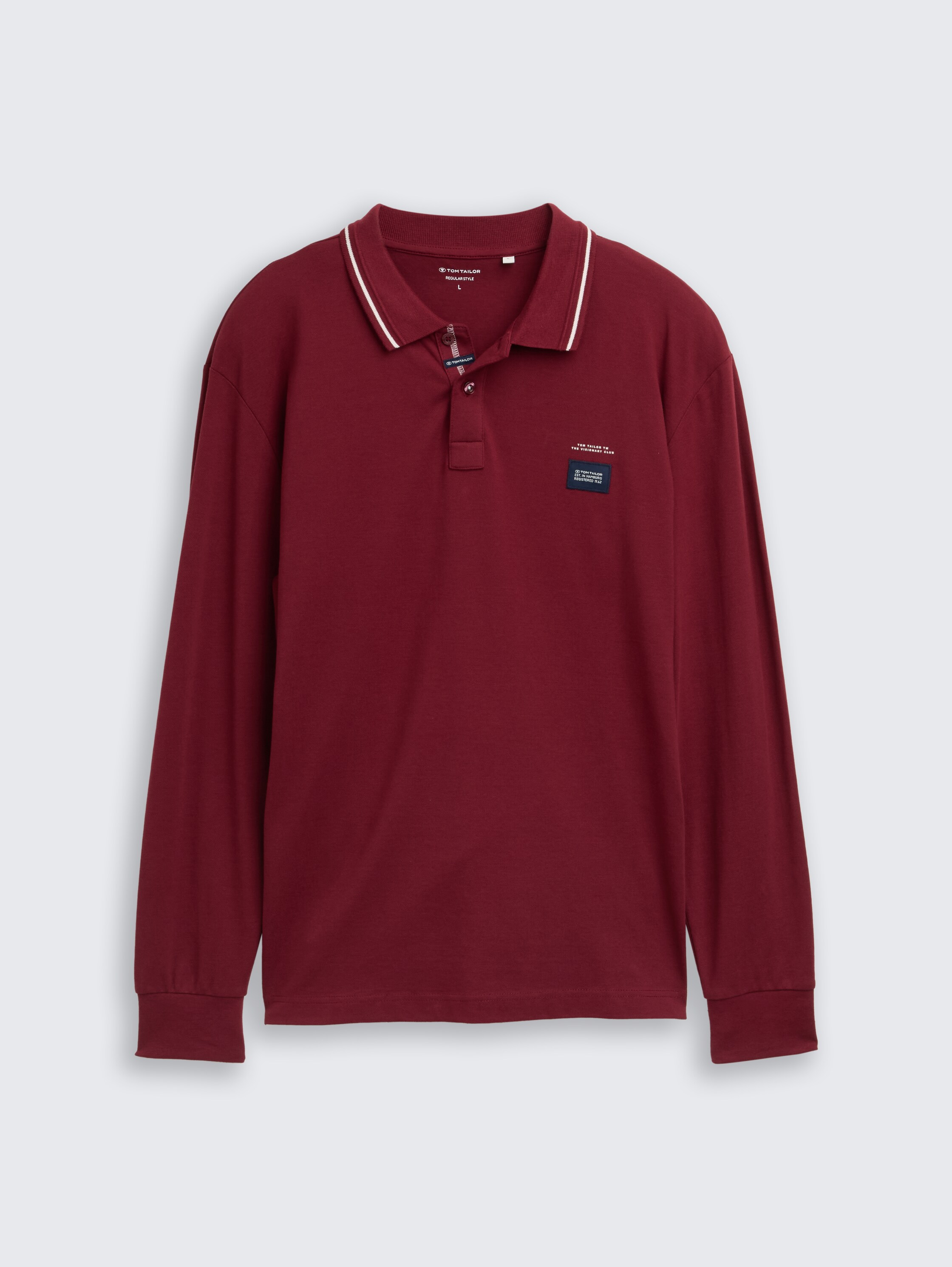 Langarm Piqué Poloshirt mit Logo-Print - cabarnet_bordeaux_red - 