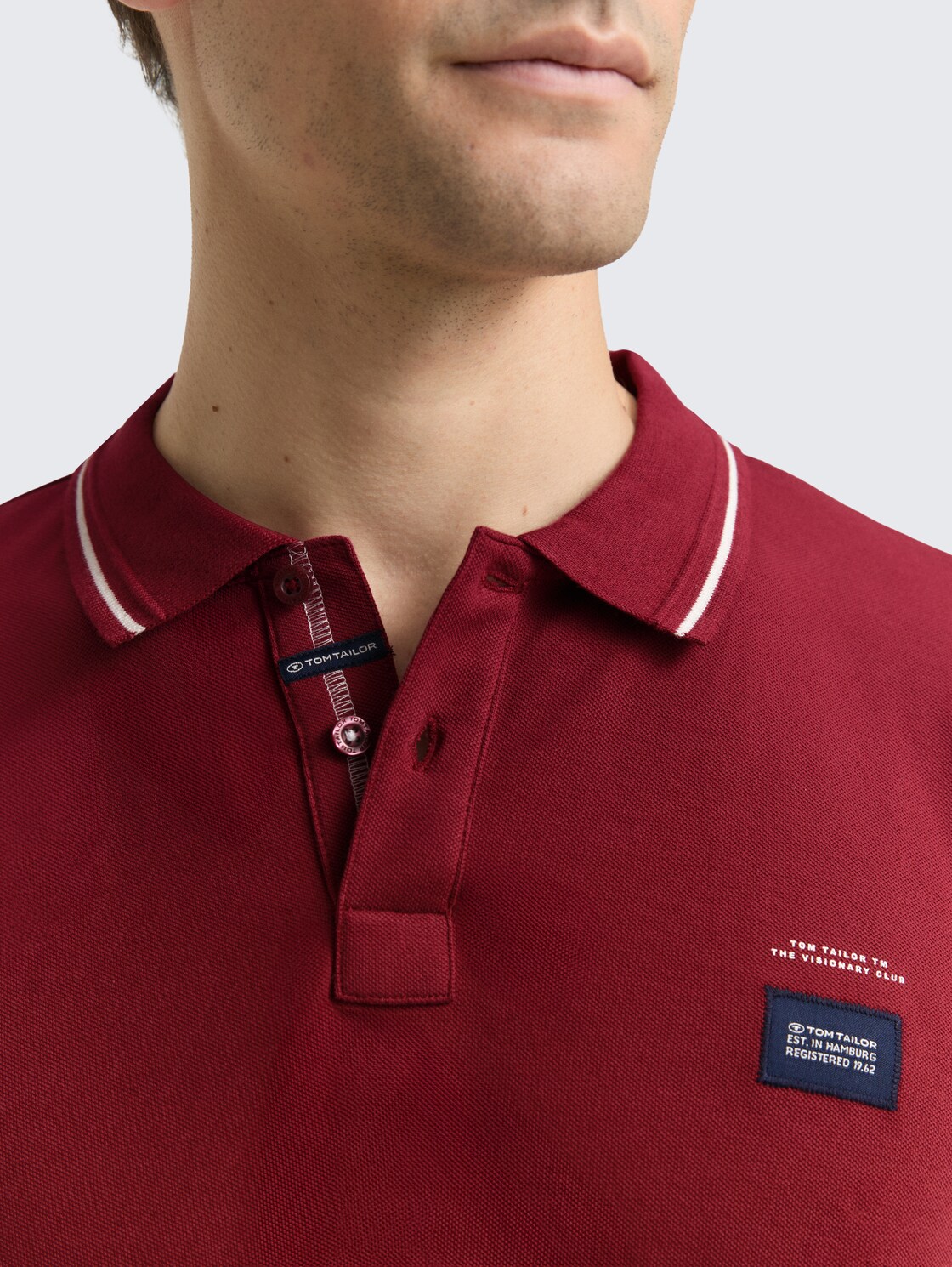 Langarm Piqué Poloshirt mit Logo-Print - Cabarnet Bordeaux Red