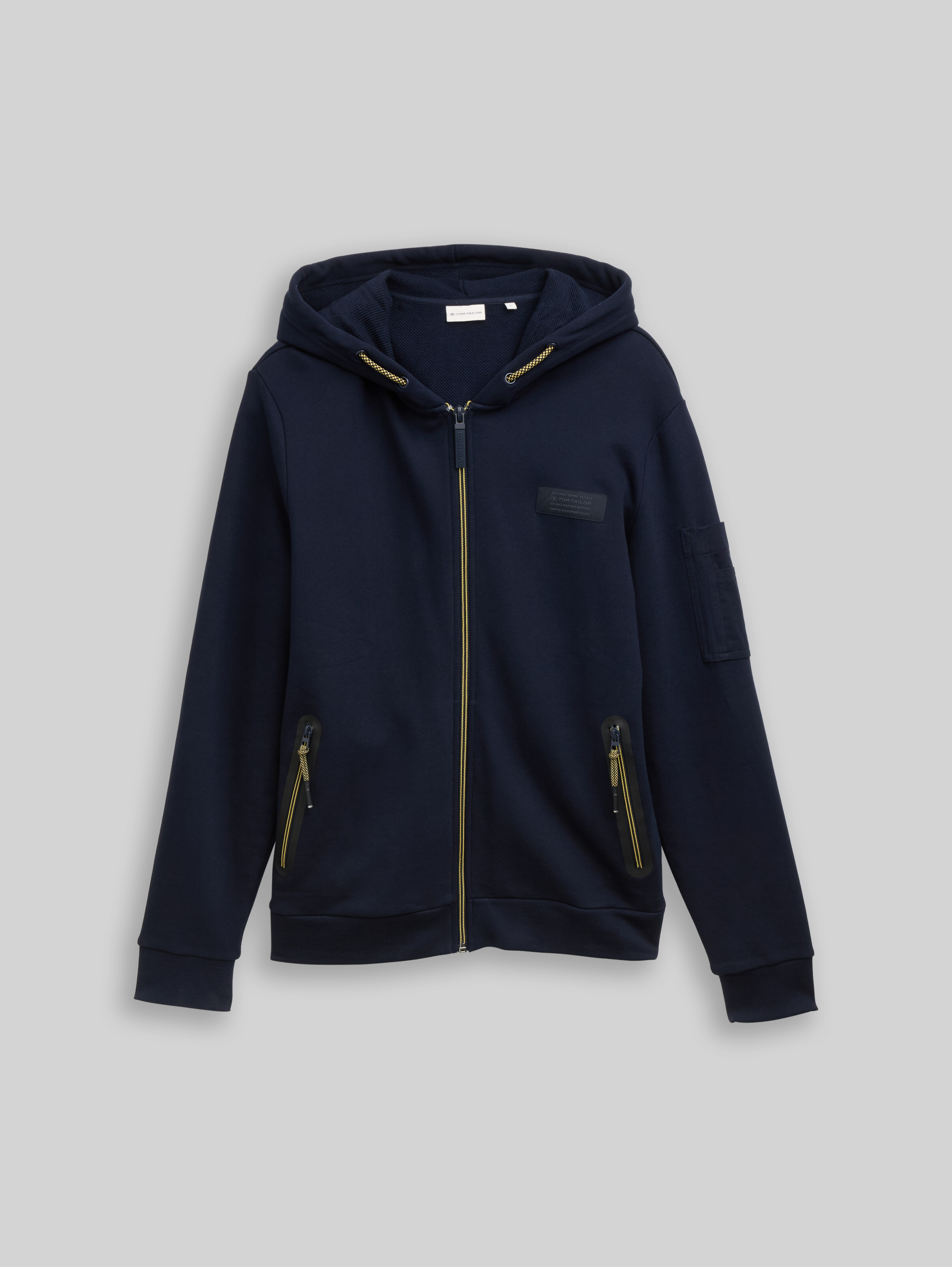 Hoodie sweatshirt jacket with zip pockets in blue by Tom Tailor