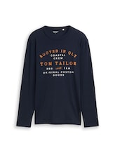 Ausgewählt, Langarmshirt mit Logo-Print von Tom Tailor, blau