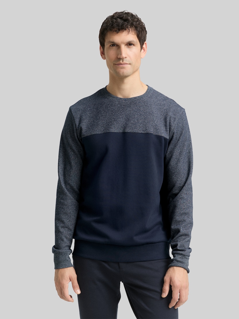 Crewneck Sweatshirt mit Struktur-Mix von Men, sky captain blue